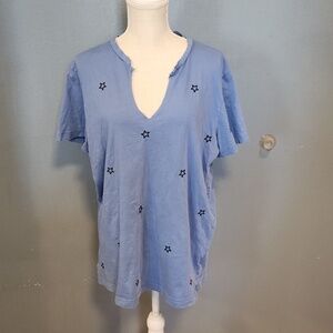 Victoria's Secret Pink vneck star embroidery oversized sleep shirt